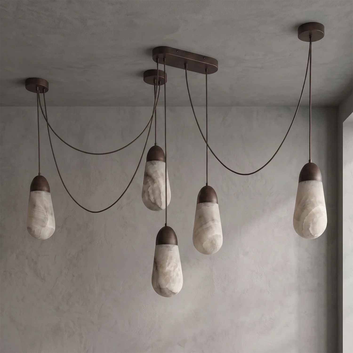Droplet Natural Alabaster Multi-Chandelier by Bling Lighting Studio