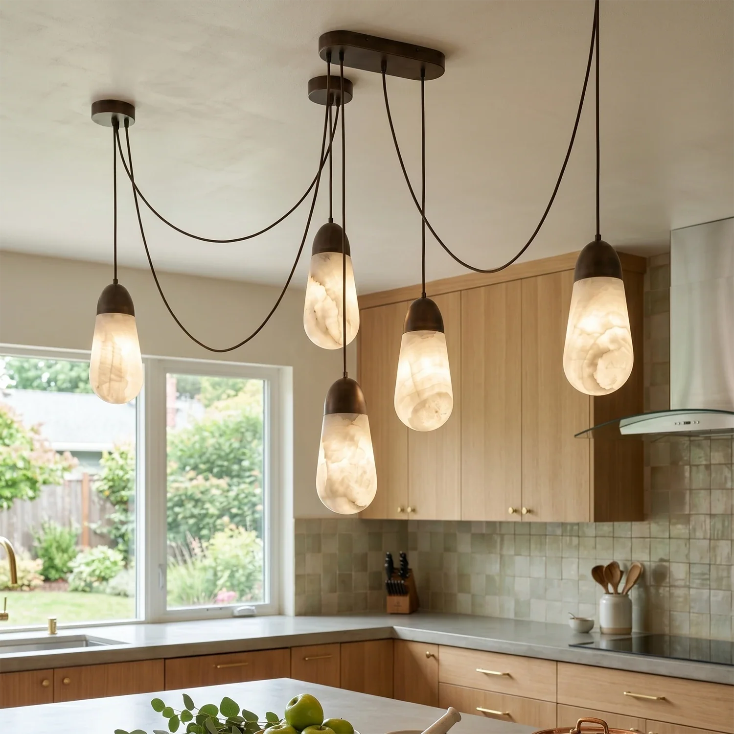 Droplet Natural Alabaster Multi-Chandelier by Bling Lighting Studio