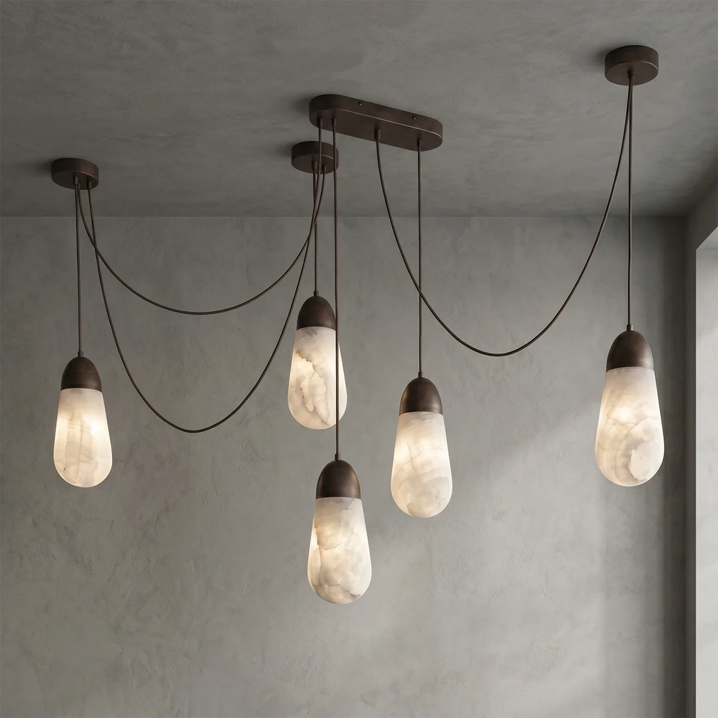 Droplet Natural Alabaster Multi-Chandelier by Bling Lighting Studio