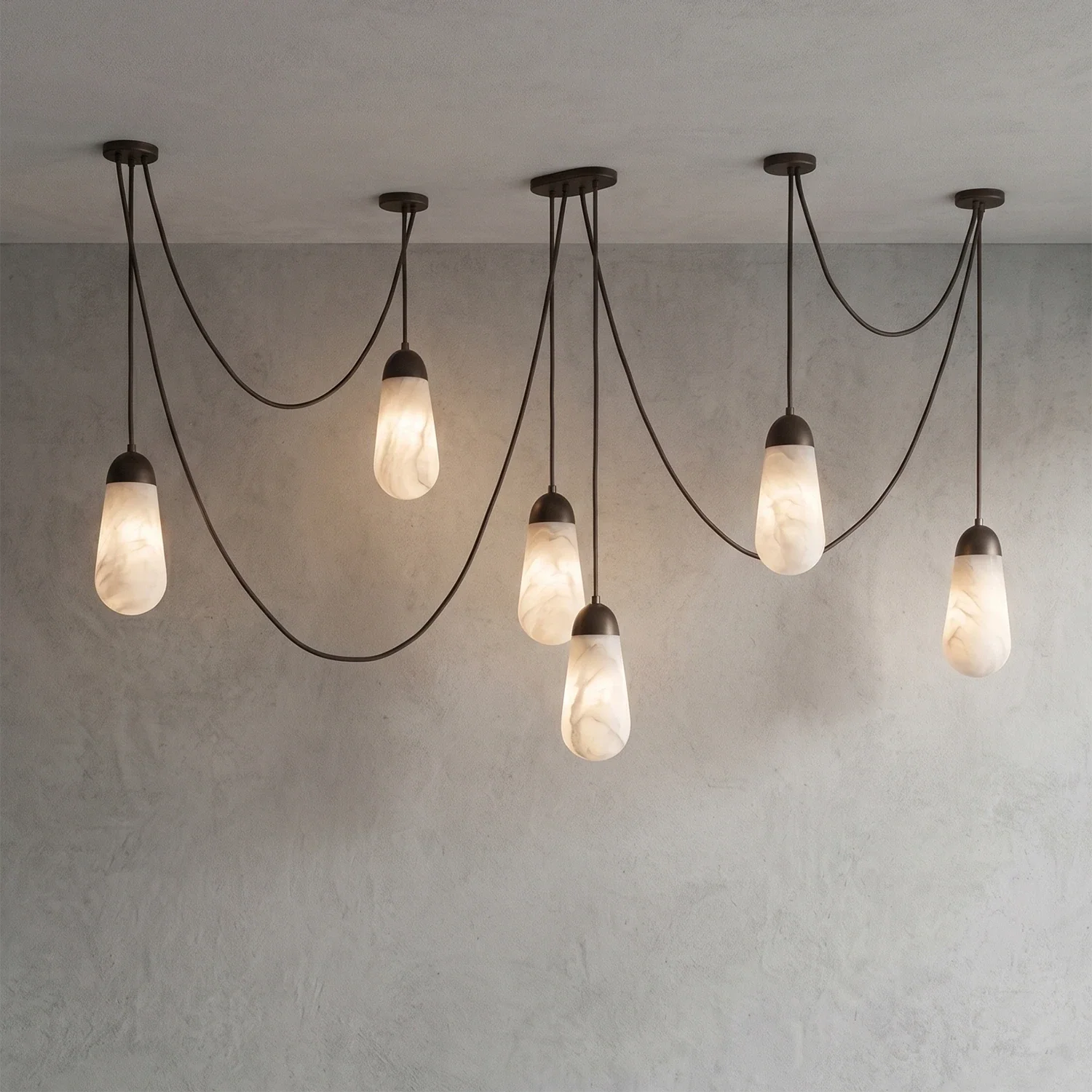 Droplet Natural Alabaster Multi-Chandelier by Bling Lighting Studio