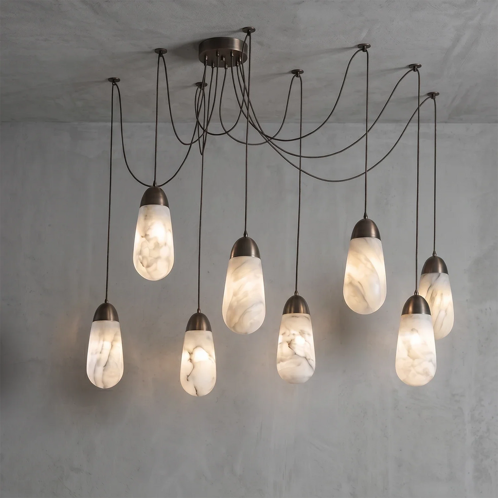 Droplet Natural Alabaster Multi-Chandelier by Bling Lighting Studio