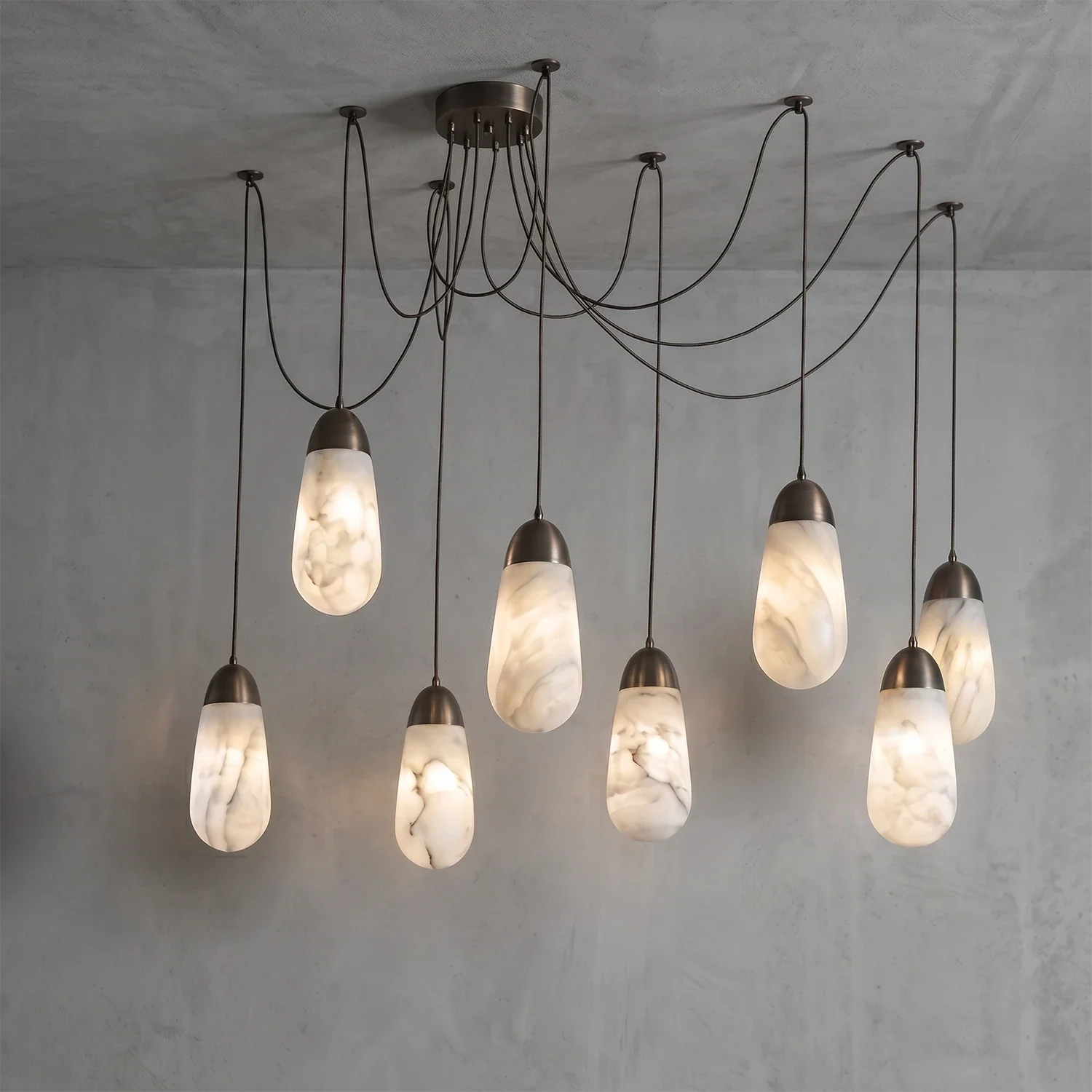 Droplet Natural Alabaster Multi-Chandelier by Bling Lighting Studio