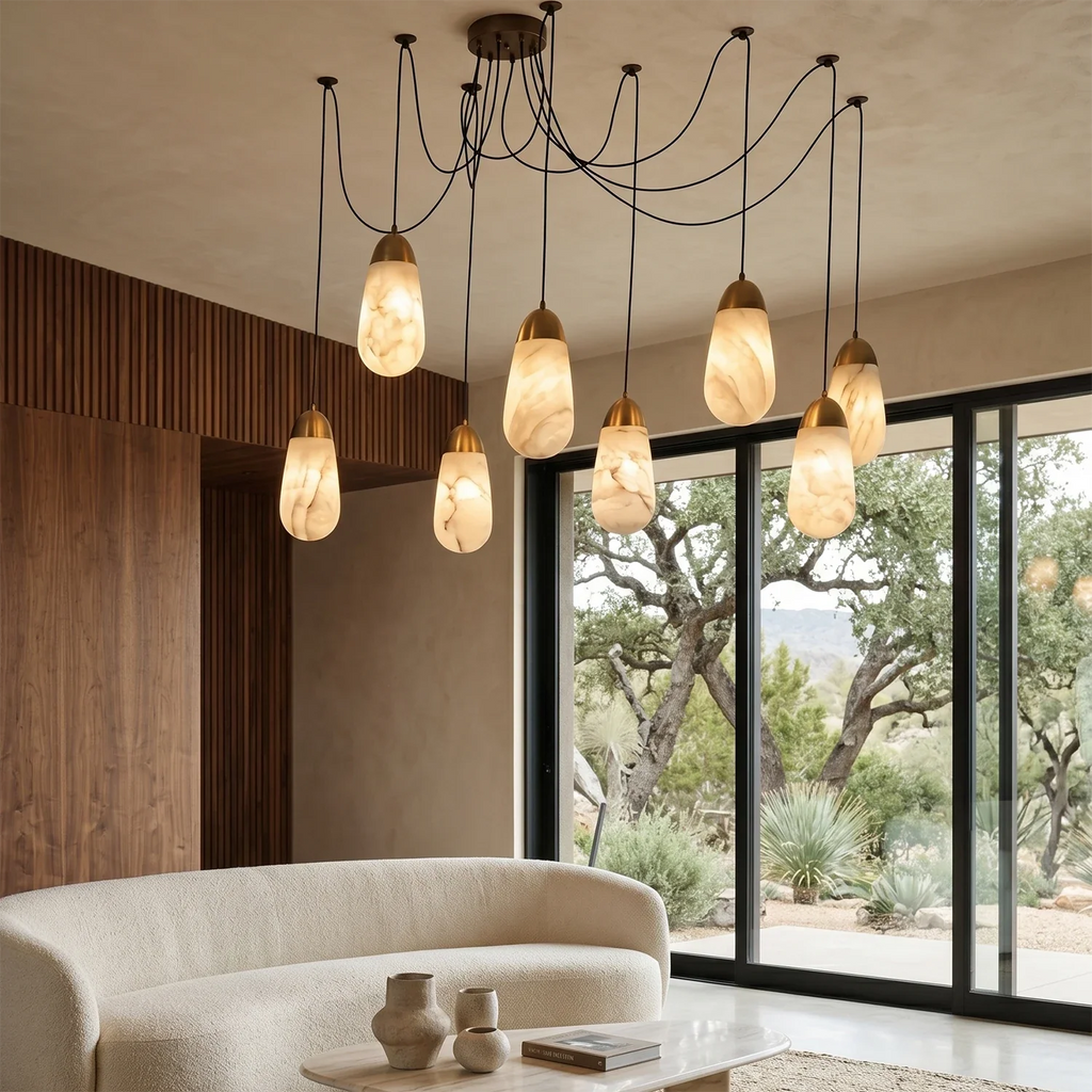 Droplet Natural Alabaster Multi-Chandelier by Bling Lighting Studio