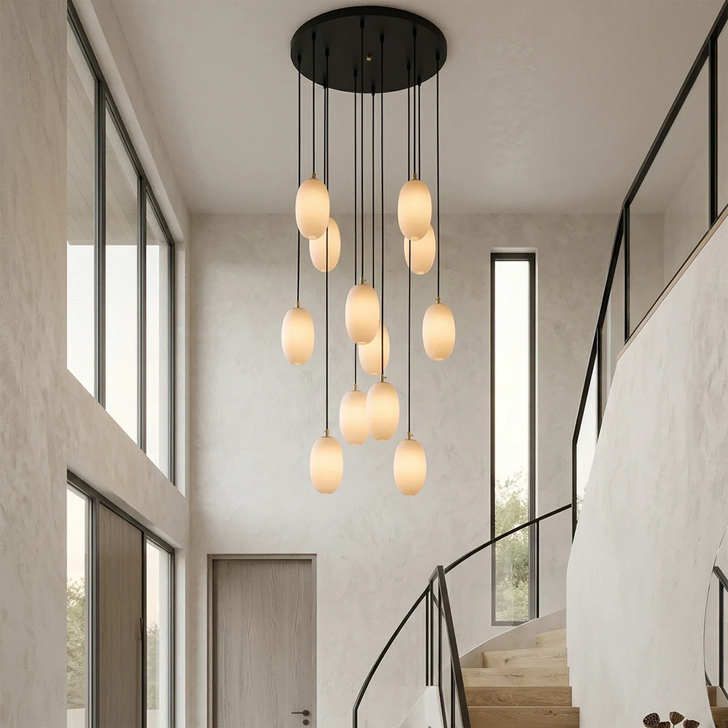 Egg-Shaped Alabaster Chandelier by Bling Lighting Studio