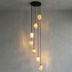 Egg-Shaped Alabaster Chandelier by Bling Lighting Studio