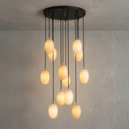 Egg-Shaped Alabaster Chandelier by Bling Lighting Studio