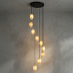 Egg-Shaped Alabaster Chandelier by Bling Lighting Studio