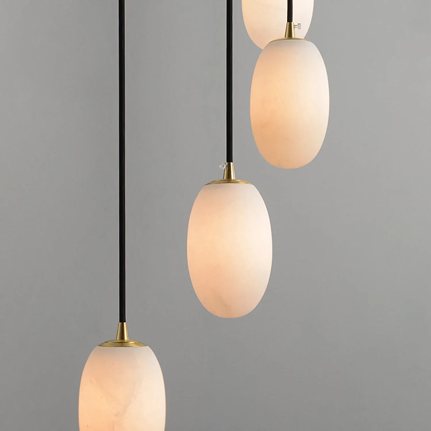 Egg-Shaped Alabaster Chandelier by Bling Lighting Studio
