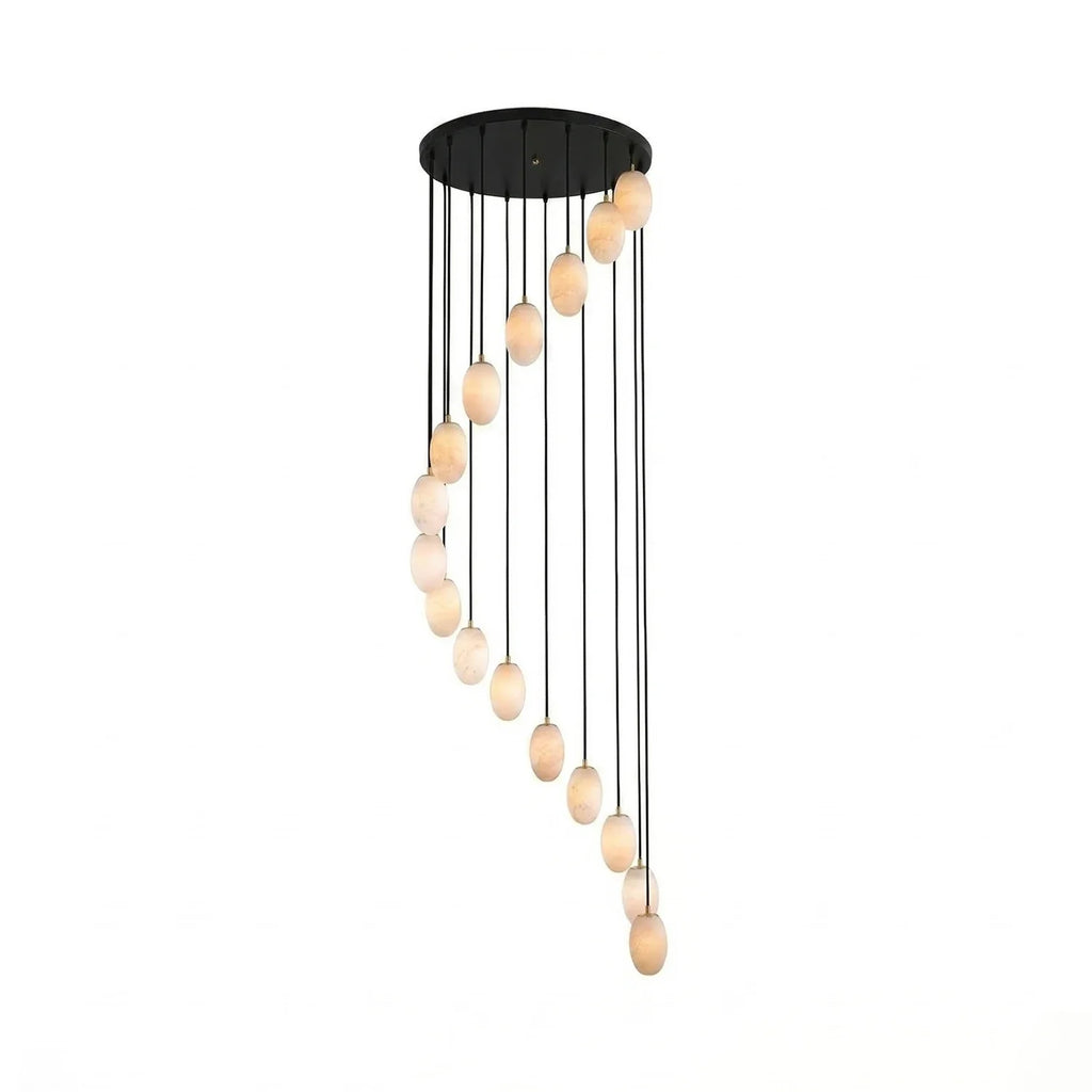Egg-Shaped Alabaster Chandelier by Bling Lighting Studio