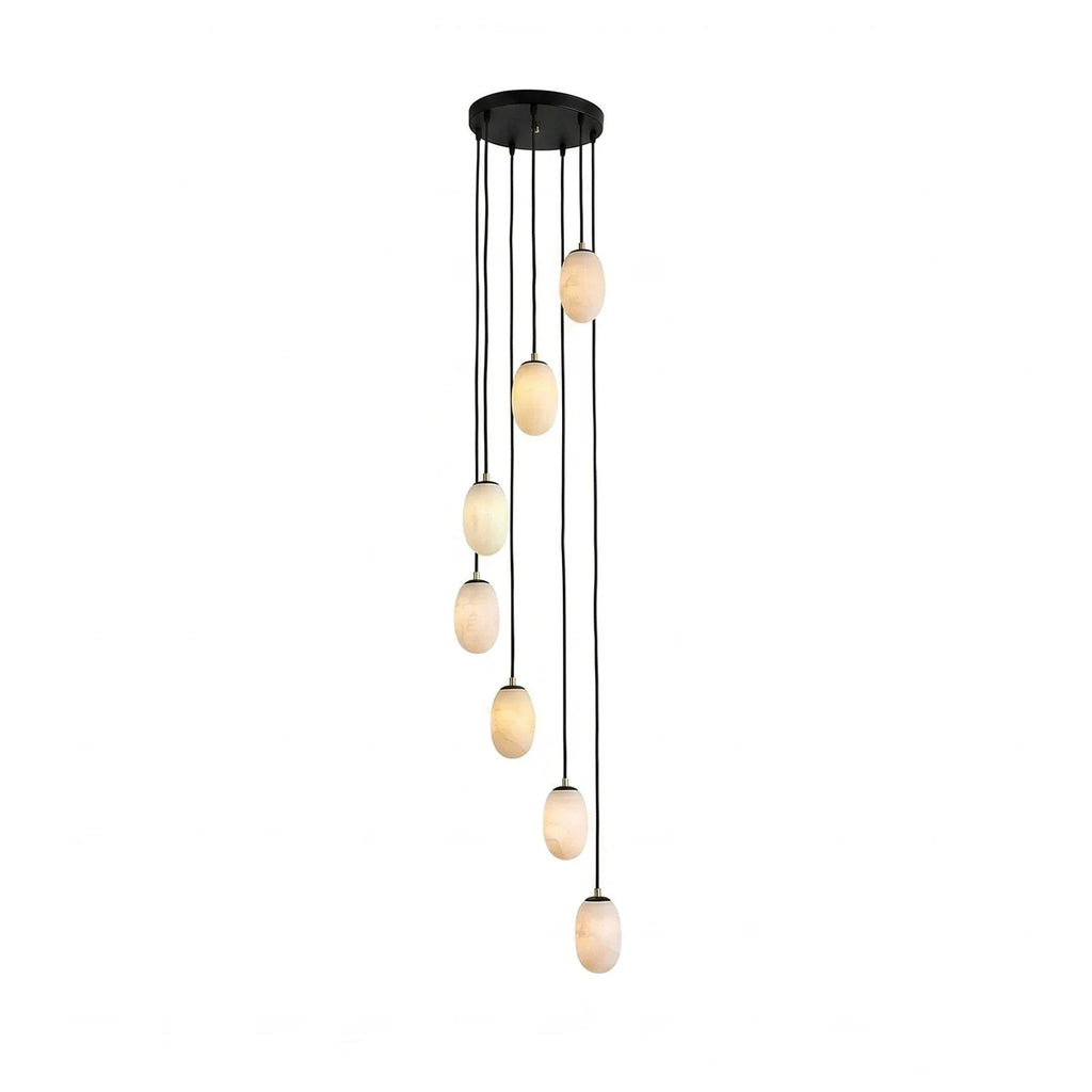 Egg-Shaped Alabaster Chandelier by Bling Lighting Studio