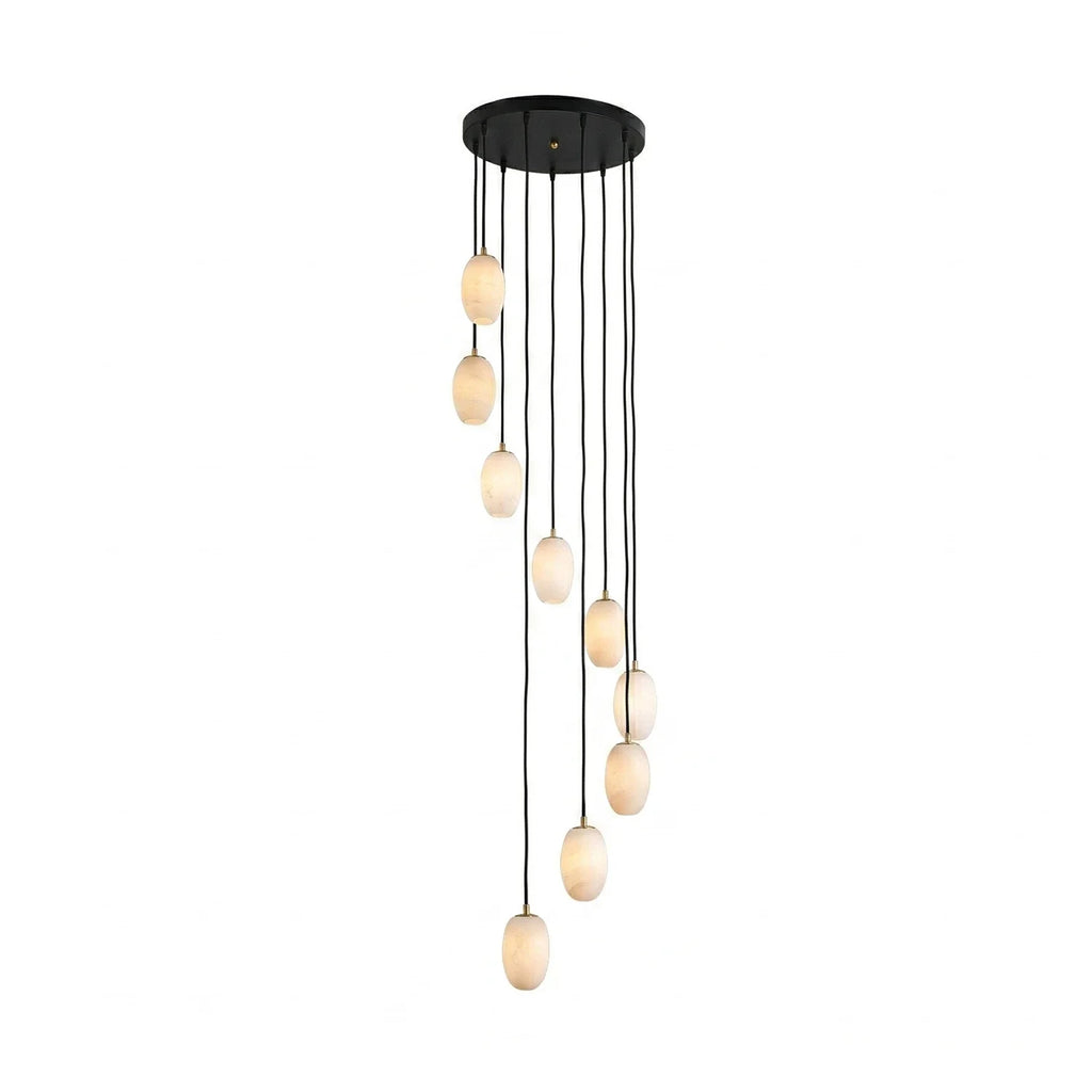 Egg-Shaped Alabaster Chandelier by Bling Lighting Studio