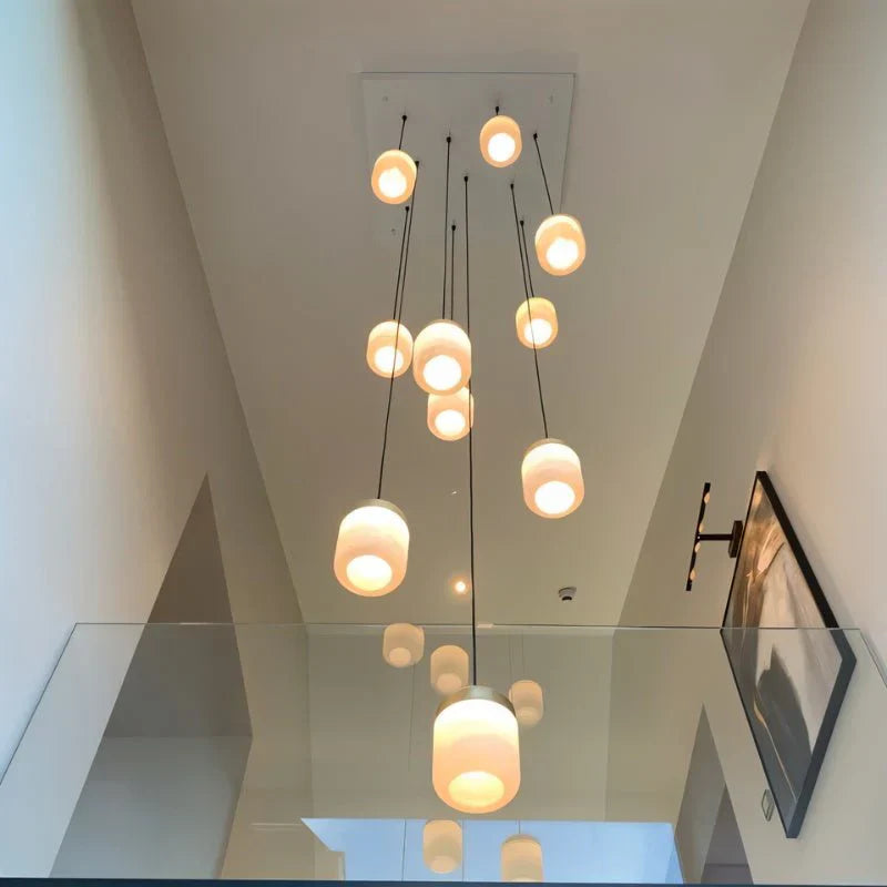 Modern Alabaster Staircase Chandelier for Living Room/Staircase/Foyer chandelier in a tall interior