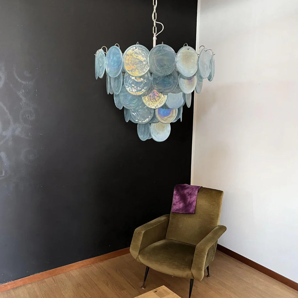 Elegant Blue Murano Disc Chandelier product image