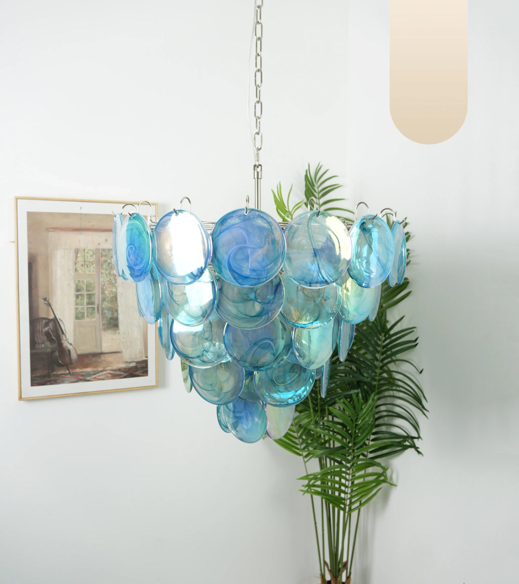 Elegant Blue Murano Disc Chandelier product image