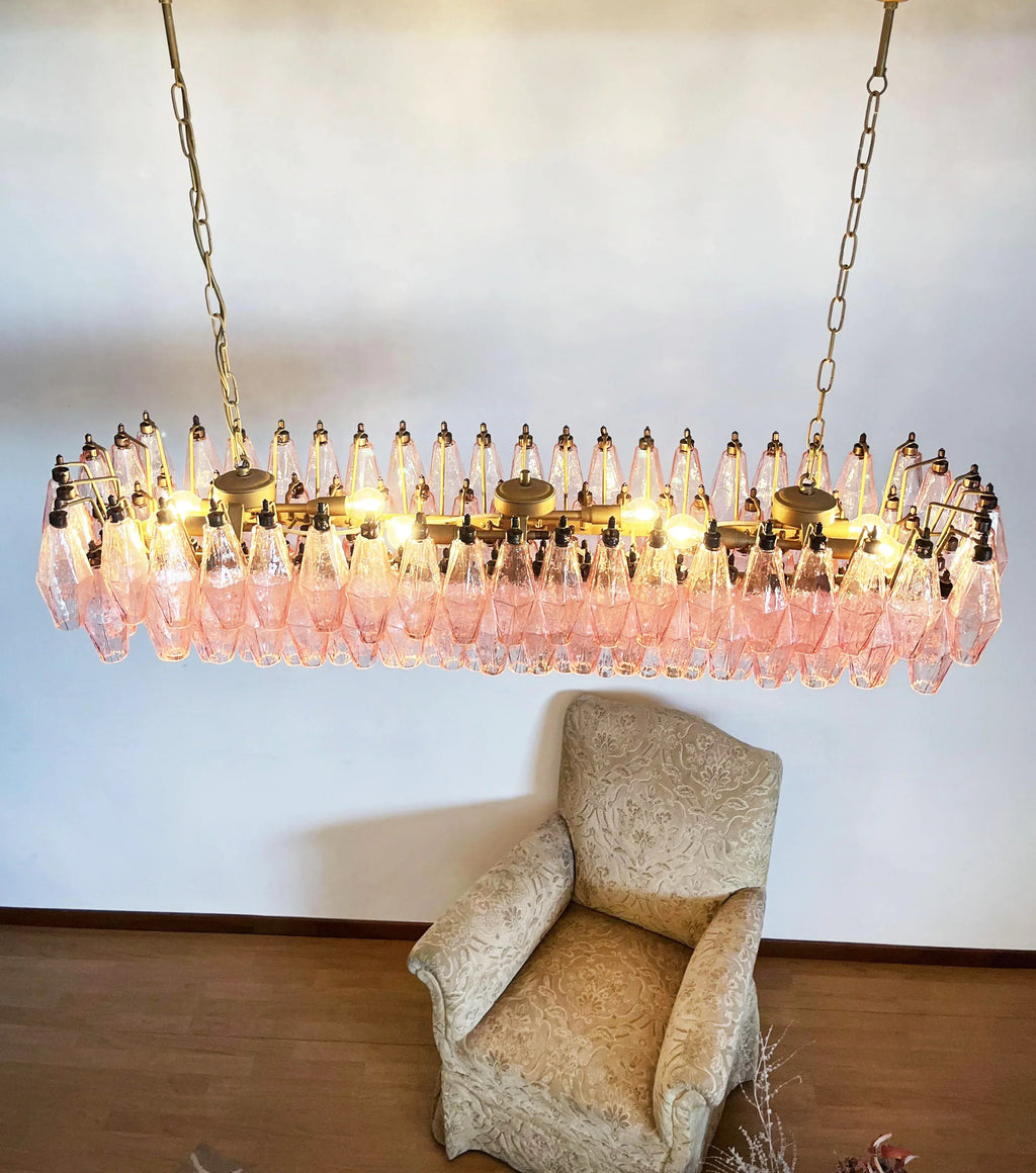 Elegant Pink Murano Poliedri Chandelier product image