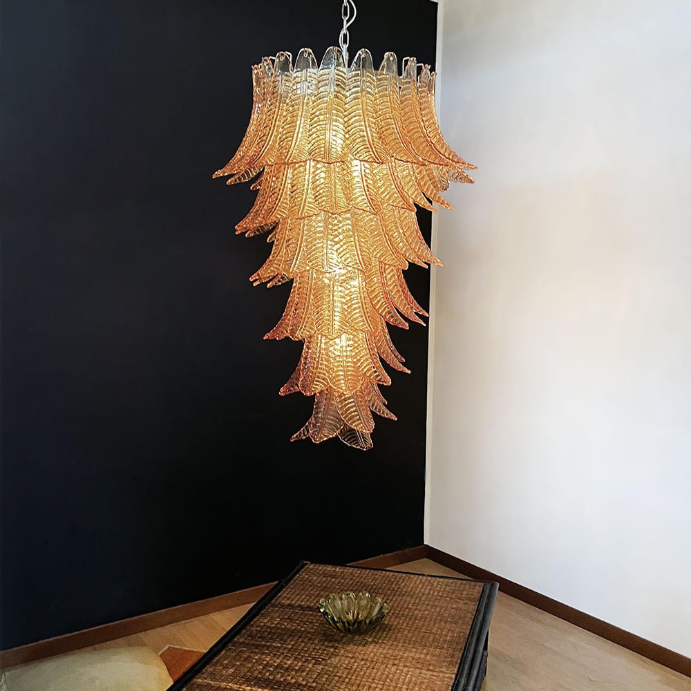 Elegant Rosalind Murano Felci Amber Chandelier detail view