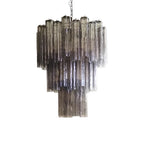Elegant Smoke Murano Glass Tube Chandelier by Bling Lighting Studio