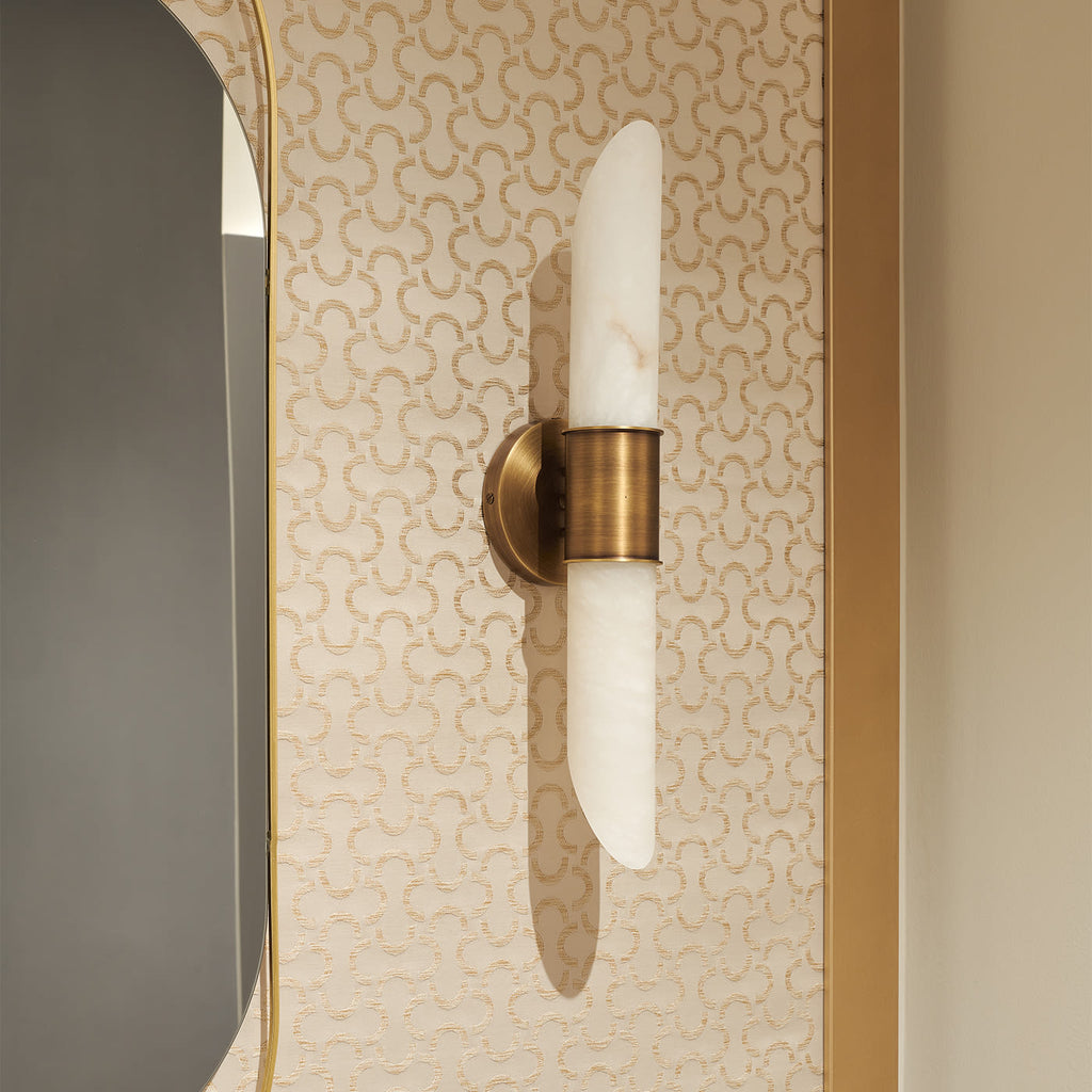 Elongated Alabaster Tube Wall Sconce, product view 2