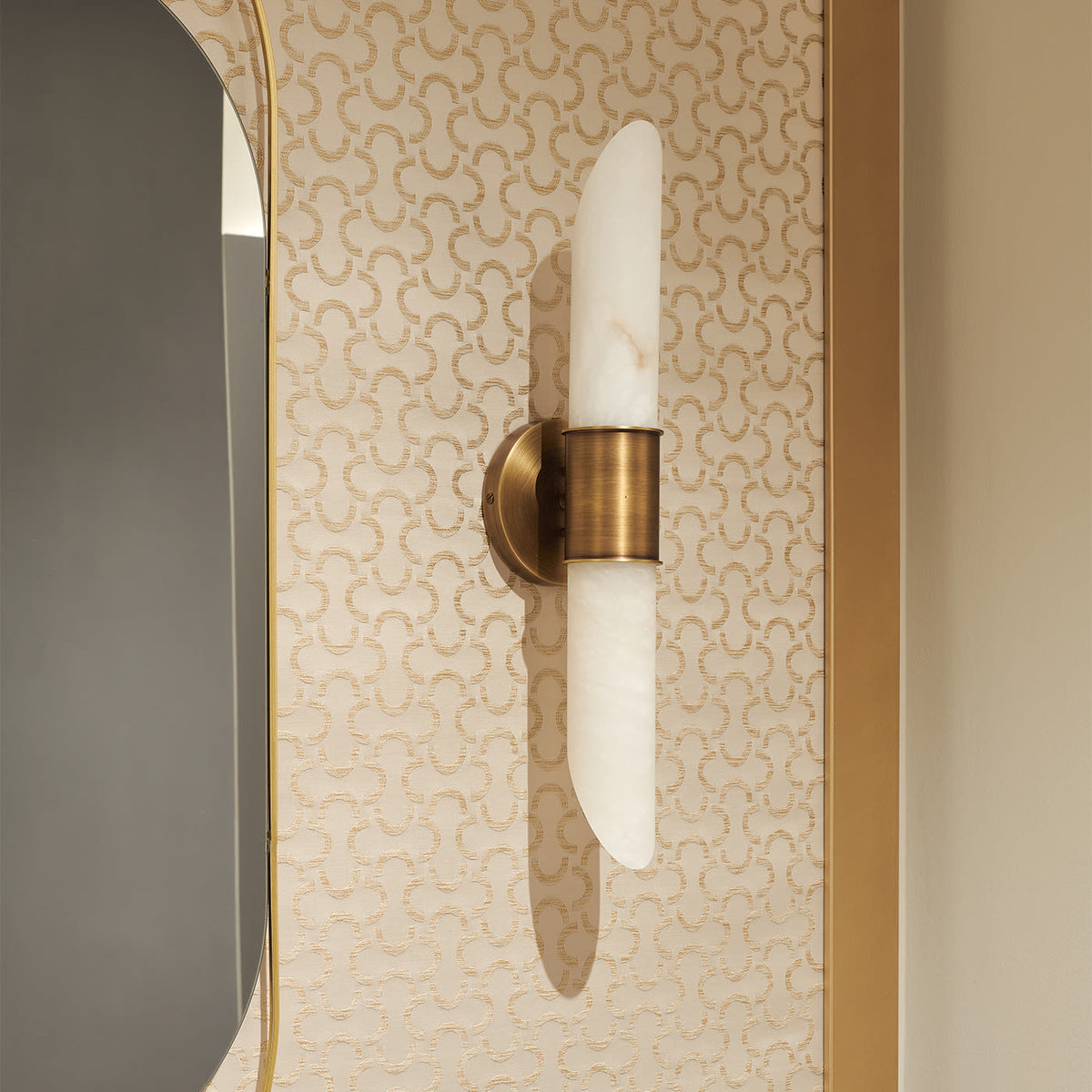 Elongated Alabaster Tube Wall Sconce, product view 2