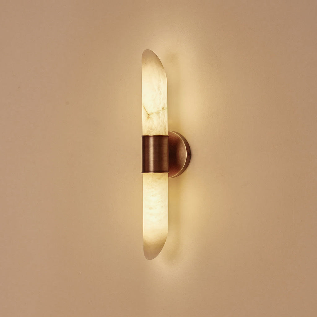 Elongated Alabaster Tube Wall Sconce, product view 5