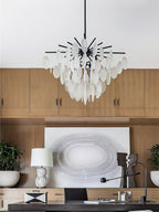 Exquisite Cascading Selenite Disc Chandelier by Bling Lighting Studio