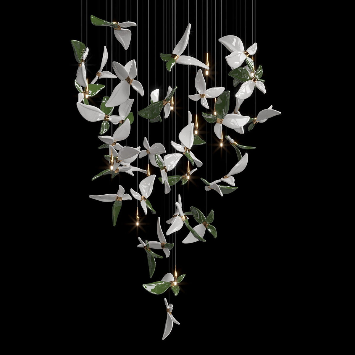 Smoke Butterfly Flight Chandelier chandelier in a tall interior