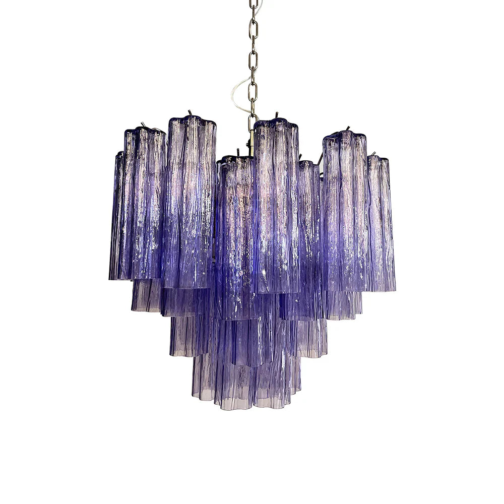 Fantastic Murano Amethyst Glass Tube Chandelier by Bling Lighting Studio