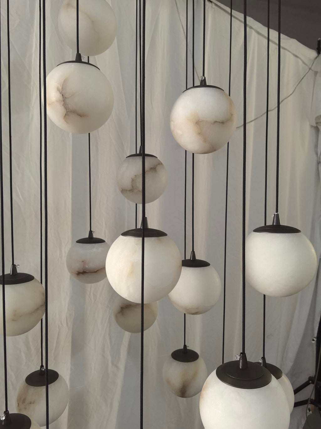 Faye Marble Bubble Chandelier marble globe pendant detail