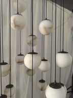 Faye Marble Bubble Chandelier marble globe pendant detail