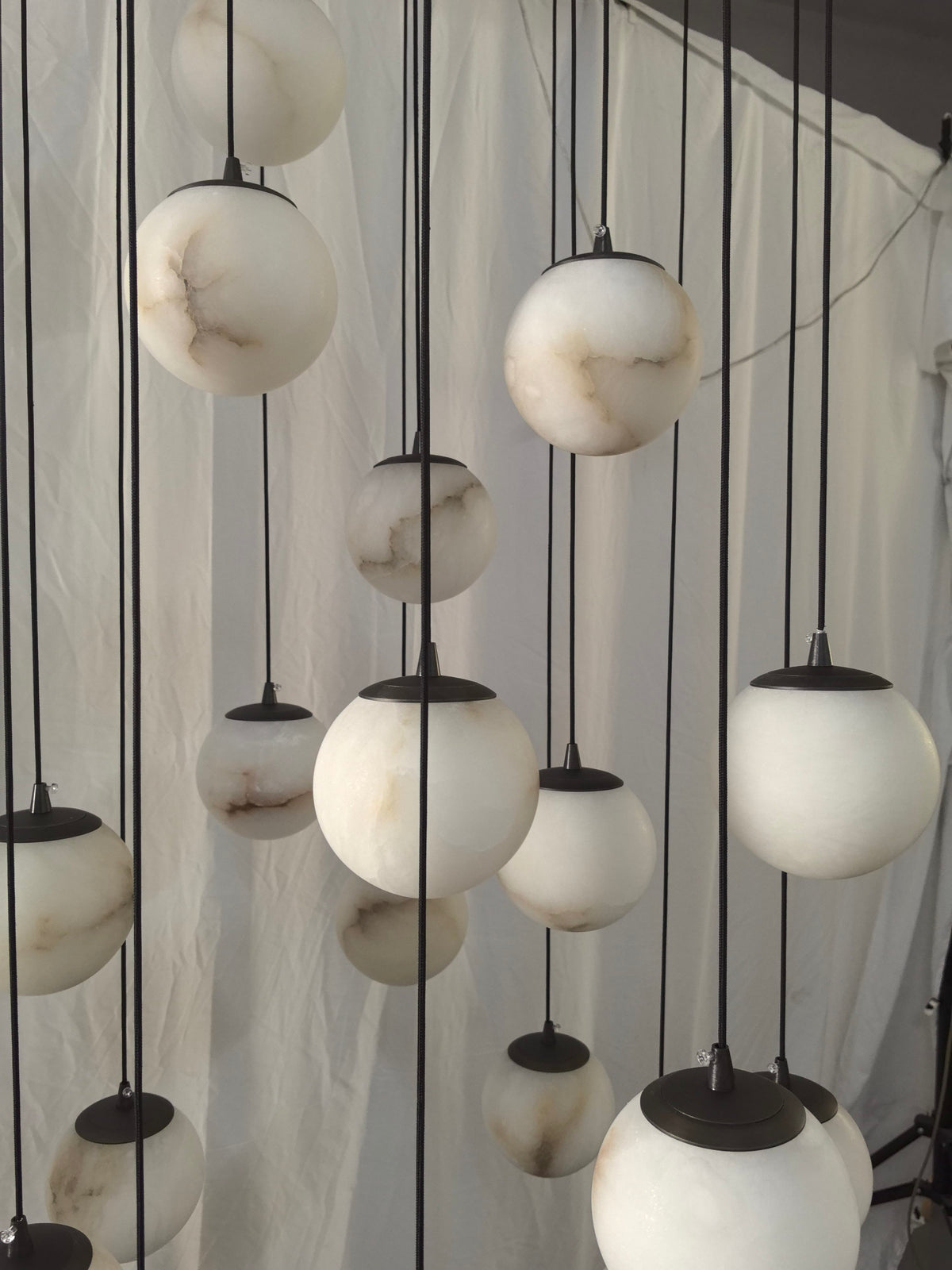 Faye Marble Bubble Chandelier marble globe pendant detail