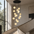 Faye Marble Bubble Chandelier with round canopy in stairwell