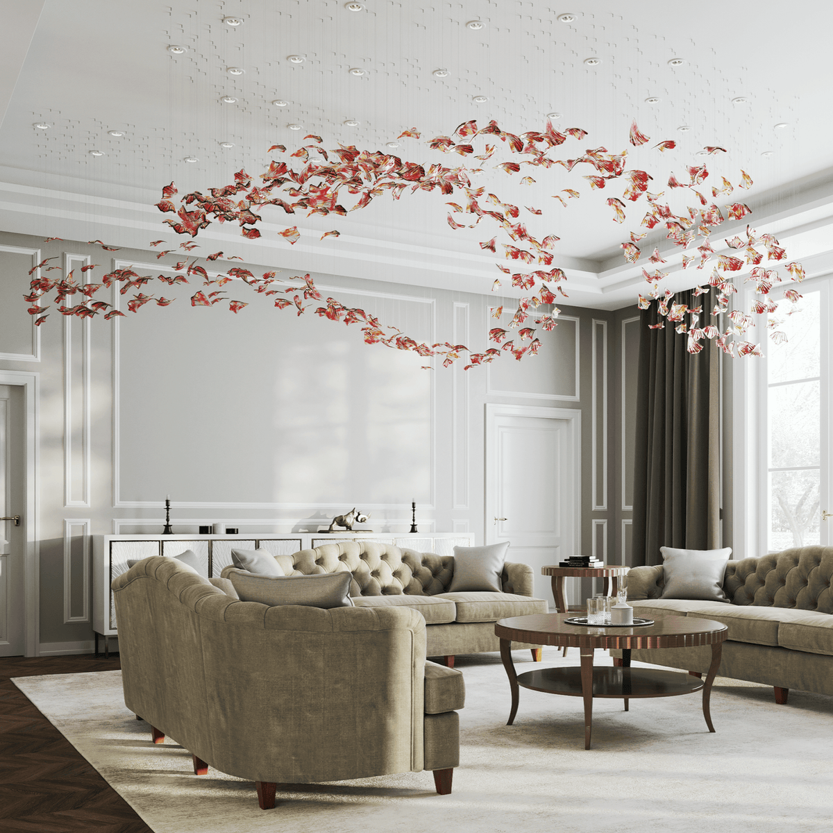 Flamenco Chandelier chandelier in a tall interior