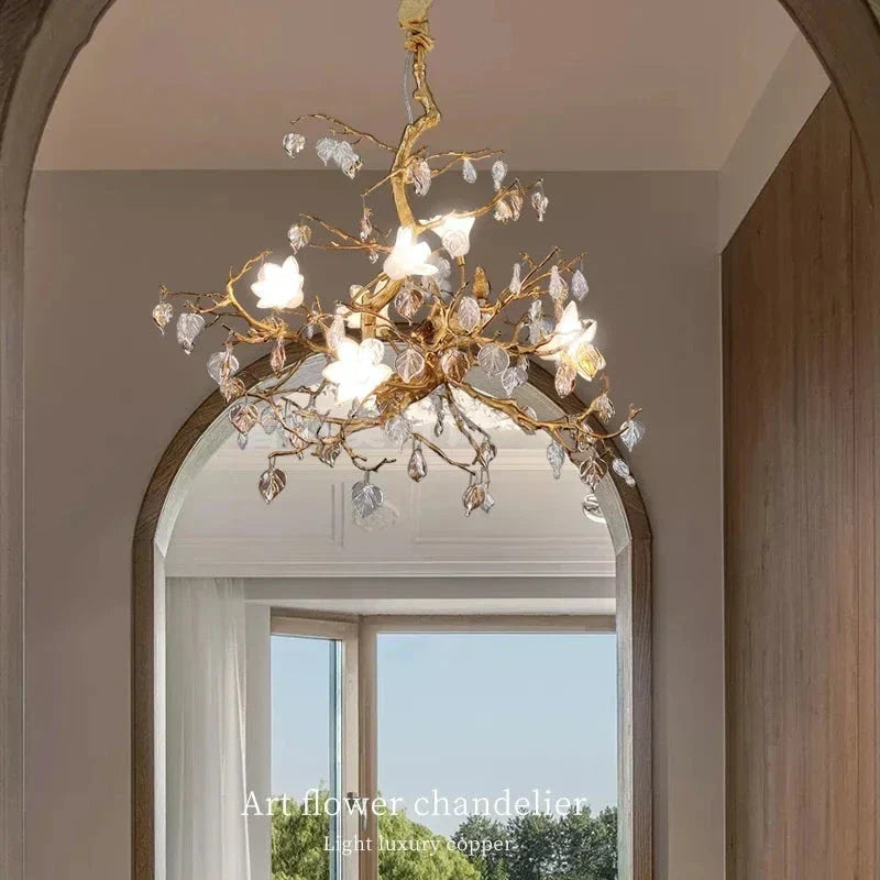 Flaviar Crystal Flower Branch Chandelier by Bling Lighting Studio