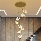 Gold Butterfly Led Chandelier for Living Room and Staircase high ceiling installation