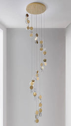 Gold dimmable high ceiling crystal chandelier finish view