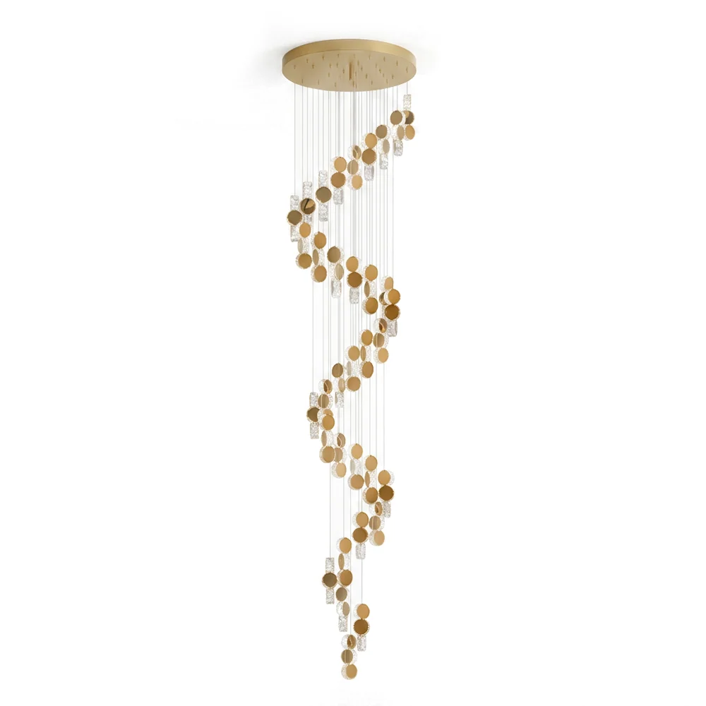 Gold dimmable high ceiling crystal chandelier product view