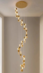 Gold dimmable high ceiling crystal chandelier size view