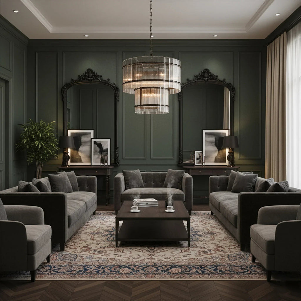 Grand Tiered Chandelier with Fluted Glass Rod by Bling Lighting Studio