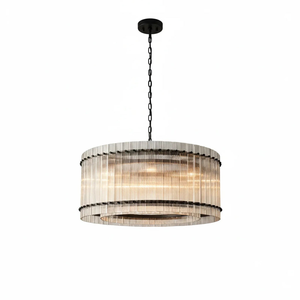 Grand Tiered Chandelier with Fluted Glass Rod by Bling Lighting Studio
