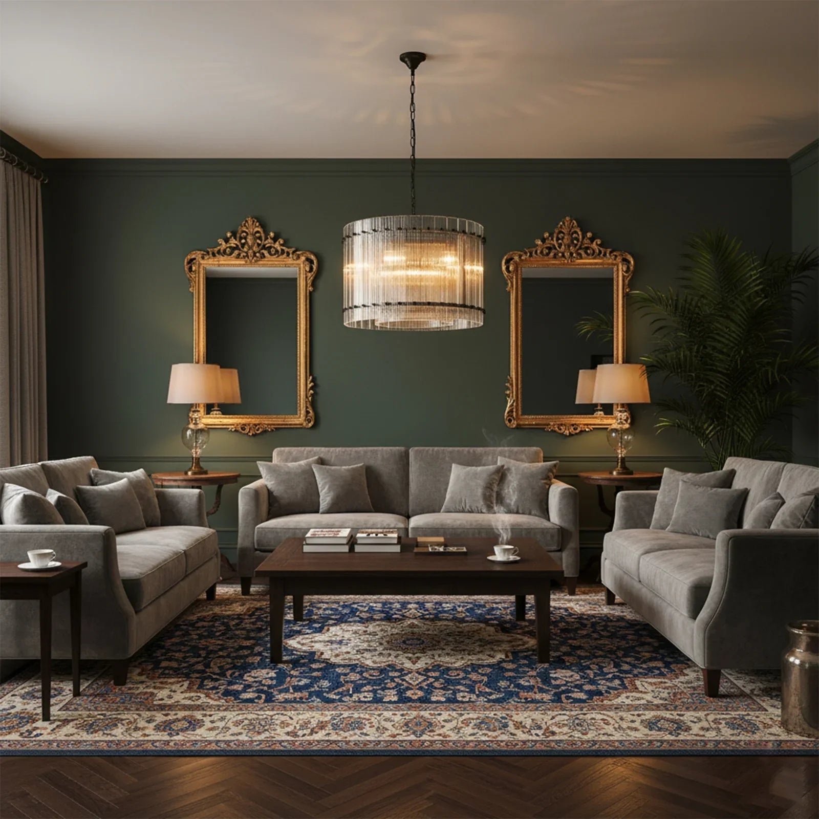 Grand Tiered Chandelier with Fluted Glass Rod by Bling Lighting Studio