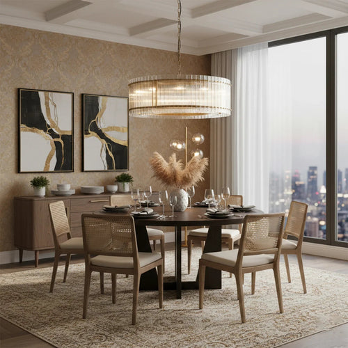 Grand Tiered Chandelier with Fluted Glass Rod by Bling Lighting Studio