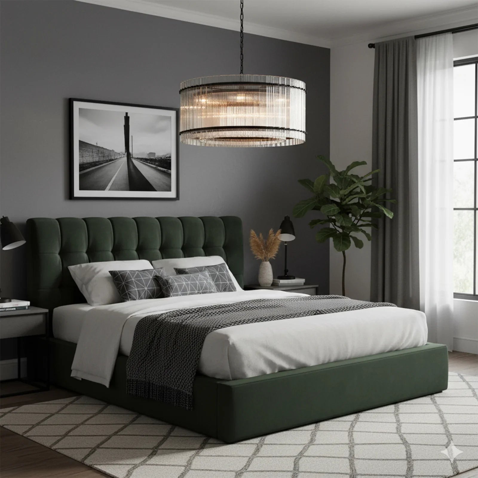 Grand Tiered Chandelier with Fluted Glass Rod by Bling Lighting Studio