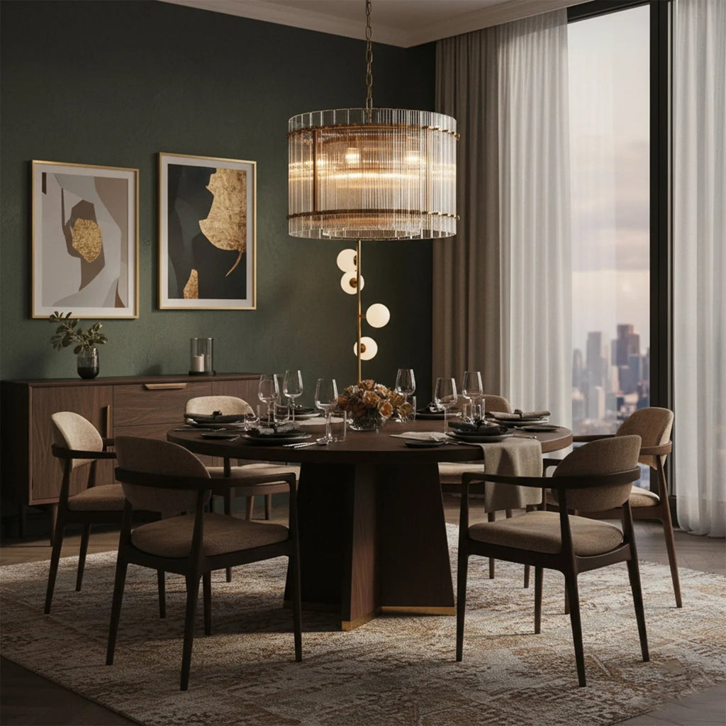 Grand Tiered Chandelier with Fluted Glass Rod by Bling Lighting Studio