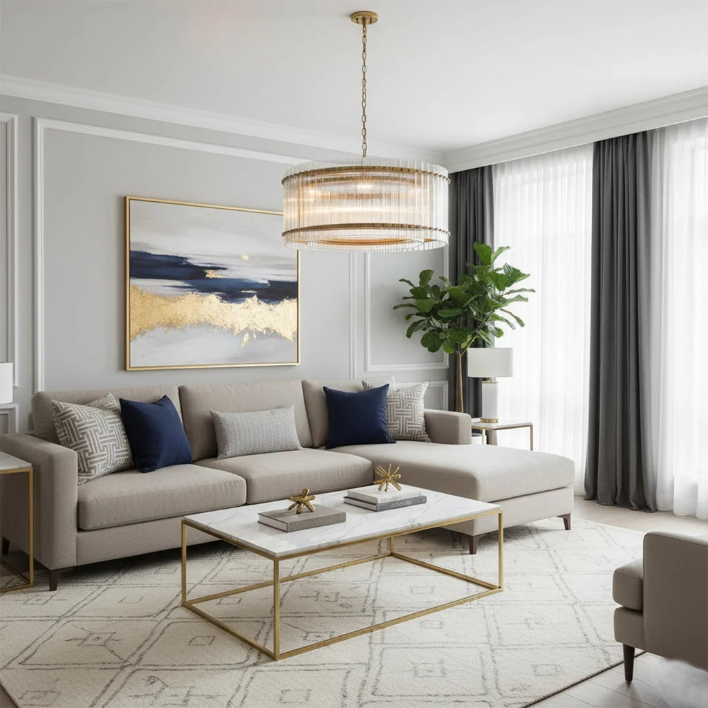 Grand Tiered Chandelier with Fluted Glass Rod by Bling Lighting Studio