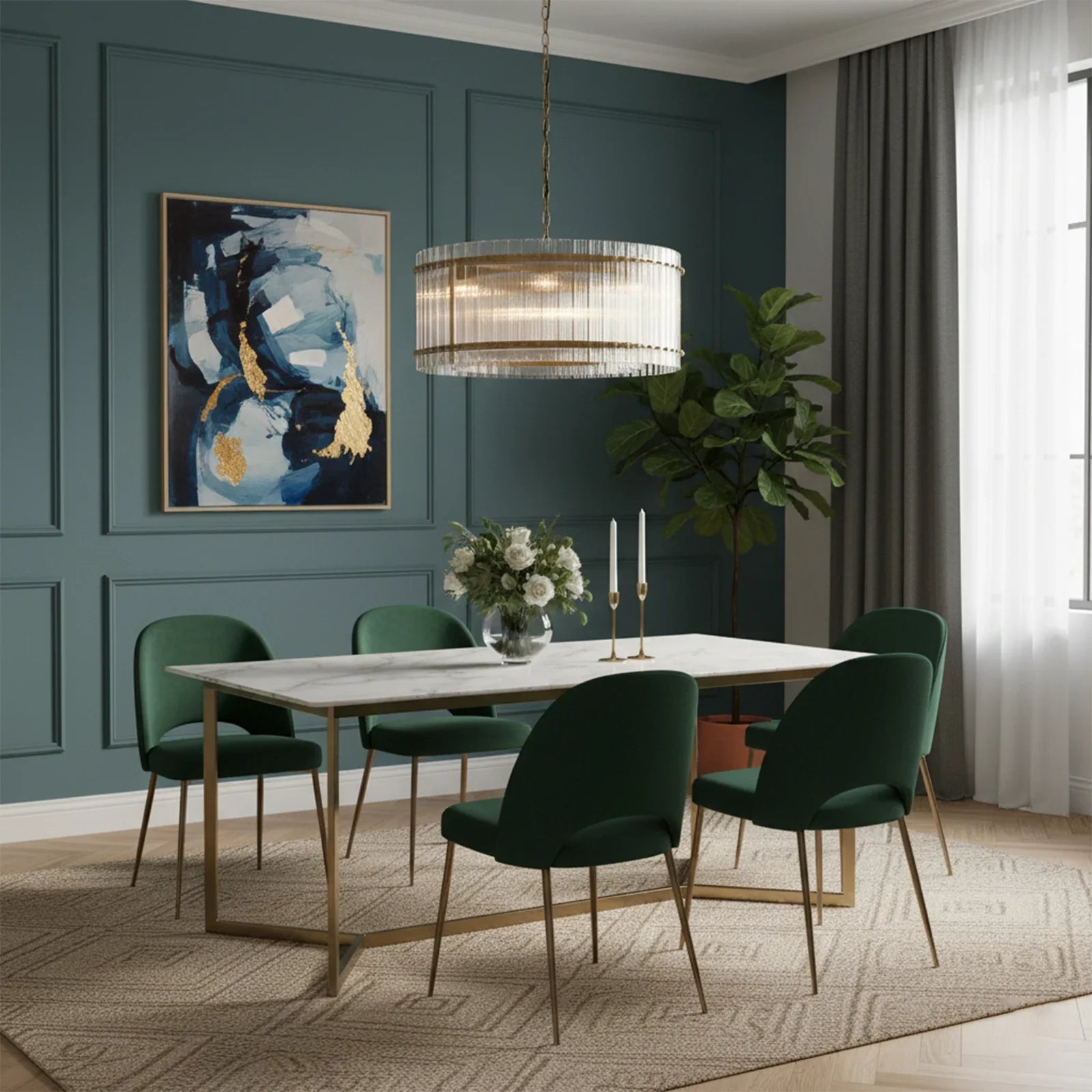 Grand Tiered Chandelier with Fluted Glass Rod by Bling Lighting Studio