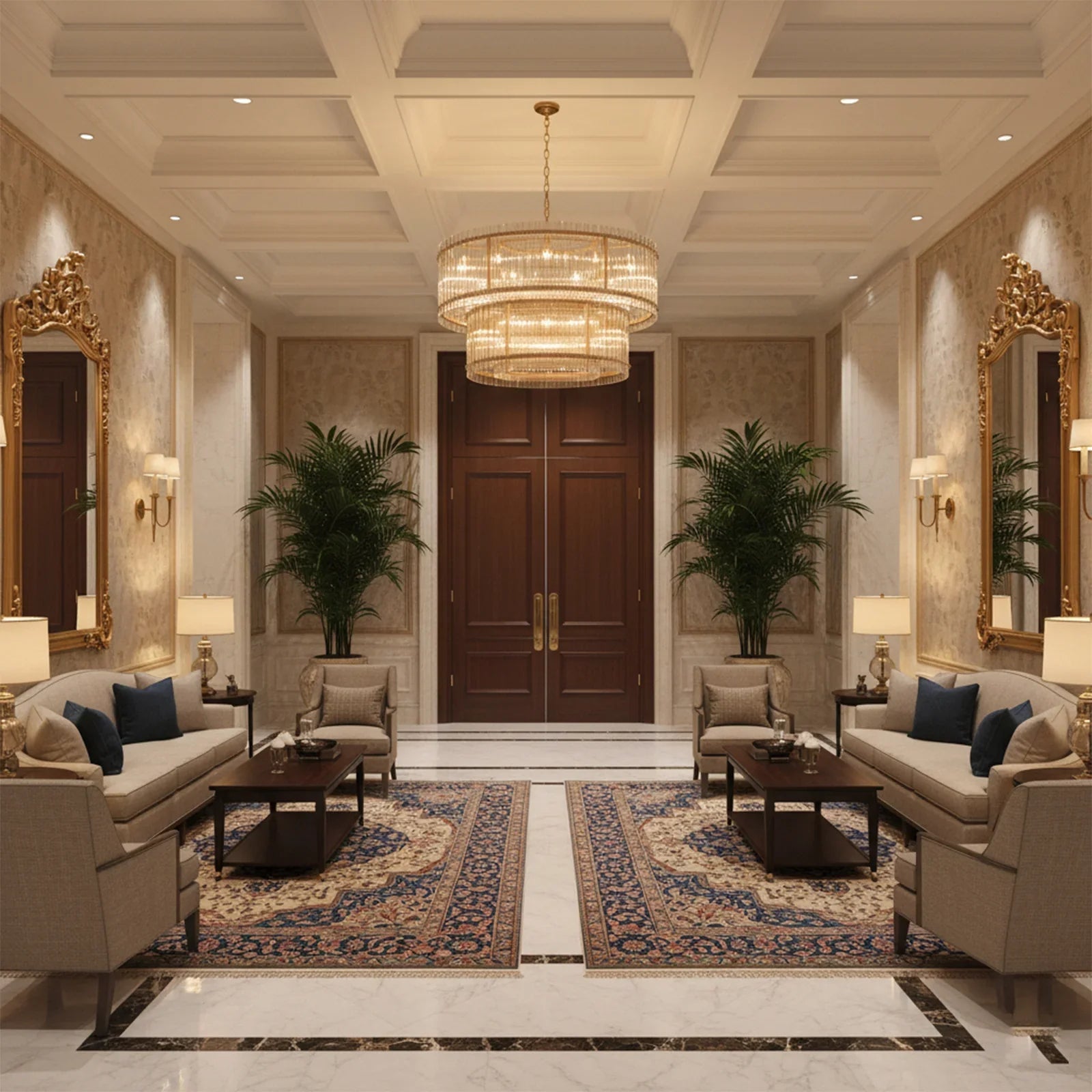 Grand Tiered Chandelier with Fluted Glass Rod by Bling Lighting Studio