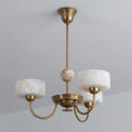 Grevola Alabaster Candelabra Chandelier — 3 Heads W 55cm x H 20.5cm / W 21.6″ x H 8″ / Brass & White
