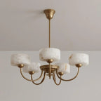 Grevola Alabaster Candelabra Chandelier — 5 Heads W 70cm x H 22cm / W 27.5″ x H 8.6″ / Brass & White