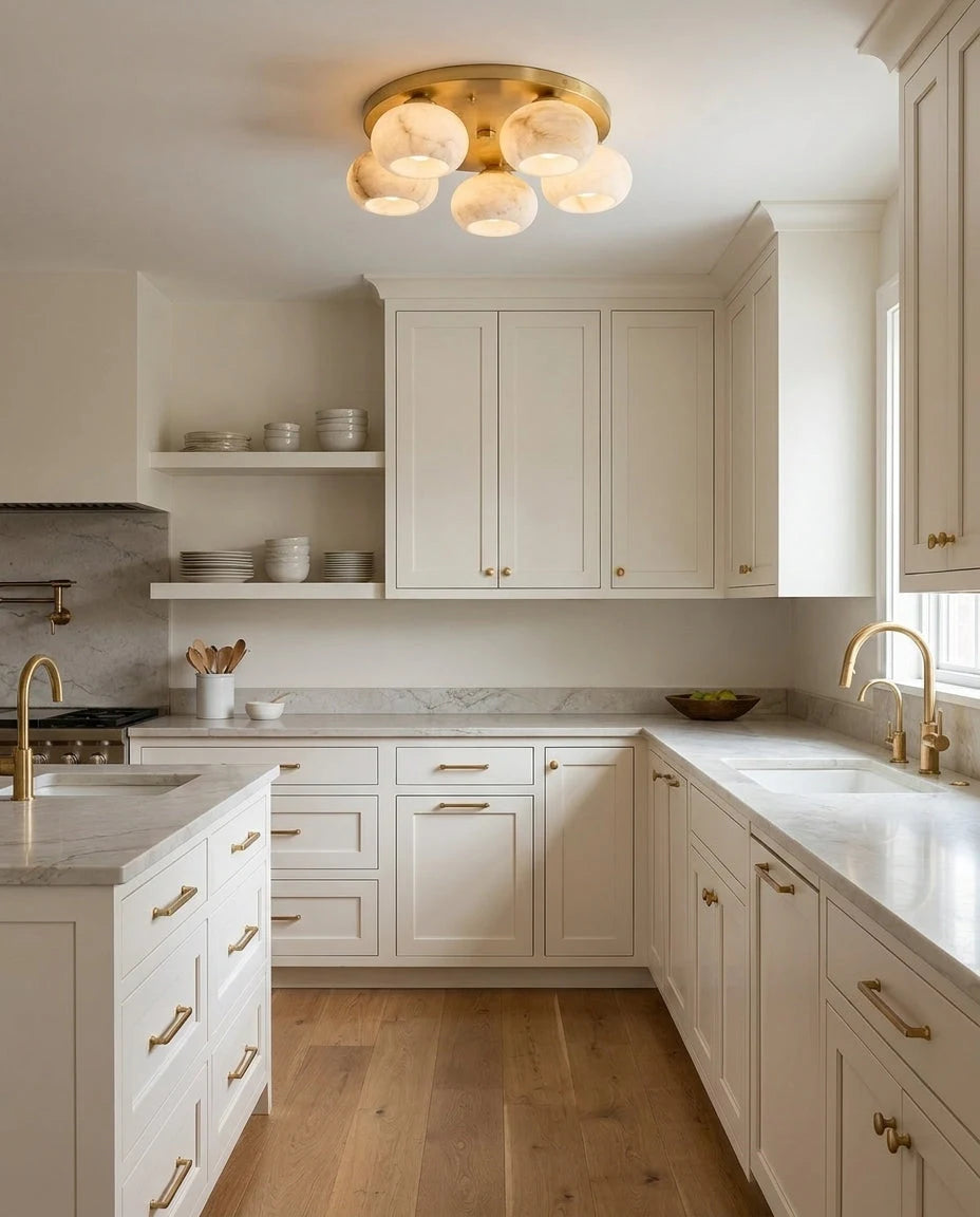 Hailie Five-Light Alabaster Flush Mount, product view 9