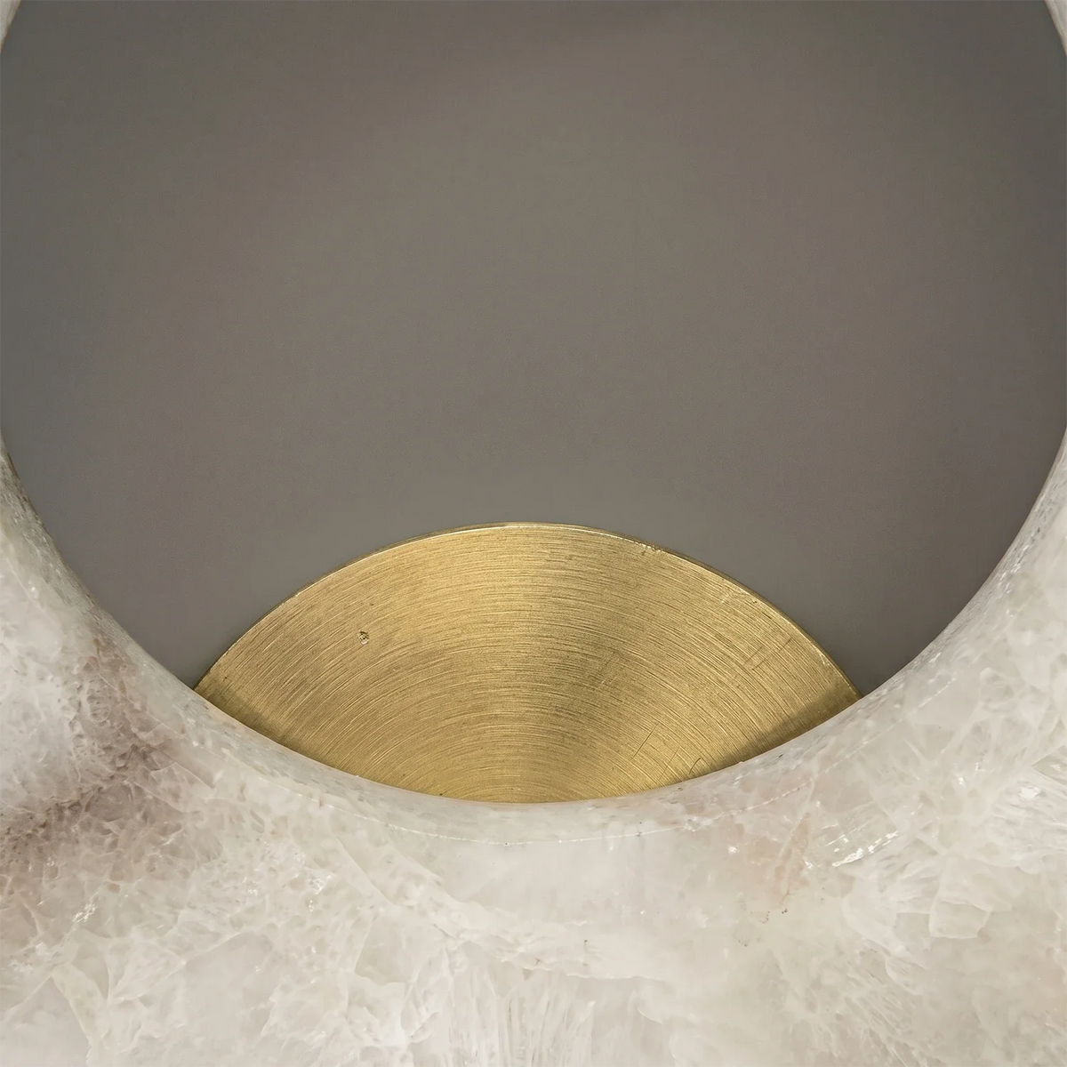 Halo Alabaster Wall Sconce, modern alabaster ceiling light brass base macro detail | Bling Lighting Studio